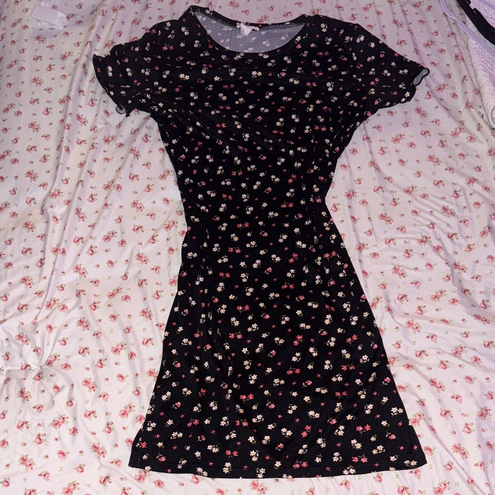 Macy's Black Floral Midi Dress